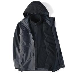 Jaqueta para homem e mulher, casaco impermeável de outono e inverno para acampamento, caminhadas e pesca, corta-vento com capuz 3 em 1, casaco plus size de tamanho grande - Image 2