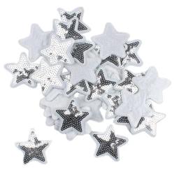 Remendos de estrela de prata com lantejoulas, remendos para jeans, bolsa escolar, sapatos, chapéus, decoração de casacos, vestimentas diy, apliques de costura, emblema de roupas com 10 peças - Image 3