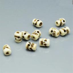 Tibetano White Yak Bone Mão Esculpida Beads, Minúsculo Crânio Oração, Contas soltas para fazer Malas, 10Pcs, TSB0214 - Image 2