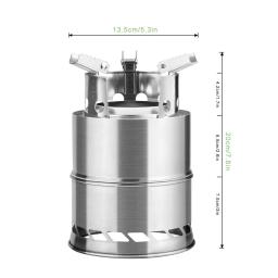 Fogão portátil para acampamento ao ar livre, queima de madeira, mini fogão leve de aço inoxidável, piquenique, churrasco, ferramentas de viagem e aventura - Image 2