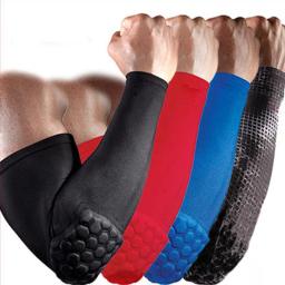 1pc esportes braço manga sol proteção uv favo de mel anti-colisão alongar almofadas cotovelo basquete voleibol ciclismo aquecedores de braço - Image 2