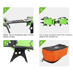 Brs profissional 14 dentes crampons de gelo neve antiderrapante bota sapatos cobre cinta de aço pinças de gelo para esqui caminhadas escalada - Image 5