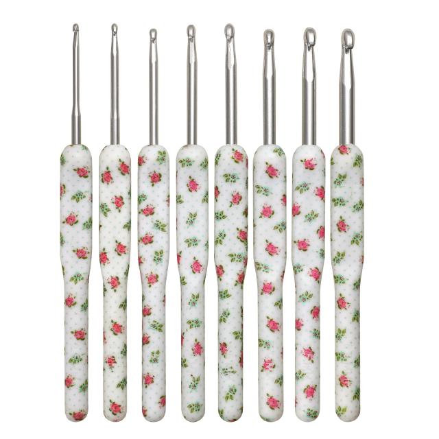 Conjunto Ergonomicamente Projetado de Ganchos de Crochê e Agulhas de Tricô em Alumínio Branco - Tamanhos 2.5 a 6.0mm para Costura e Florais
