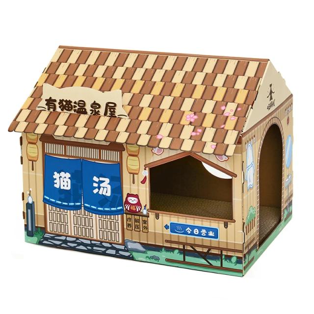 Cama de papelão para gatos e cães Hoopet - Ninho decorativo de Natal para pets em papelão corrugado