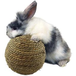 Bola de mastigar para coelho, 6cm, brinquedo para animais de estimação, bola de grama natural para coelho, hamster, coelha, suprimentos de limpeza, brinquedos pequenos para animais de estimação, acessórios de coelho - Image 1