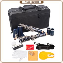 Clarinete abs azul escuro, instrumento de sopro, com 17 teclas banhadas a níquel, com luvas de pano de limpeza, chave de fenda - Image 1
