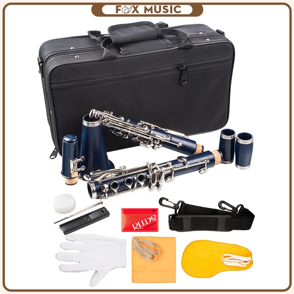 Clarinete abs azul escuro, instrumento de sopro, com 17 teclas banhadas a níquel, com luvas de pano de limpeza, chave de fenda - Image 1