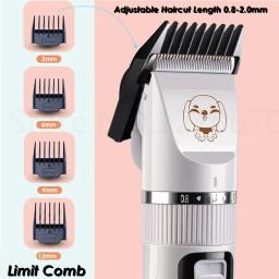 Aparador removedor de pelos de animais de estimação, tosquiador de pelo profissional para gato, baixo ruído, máquina barbeadora com exibição de bateria, recarregável - Image 4