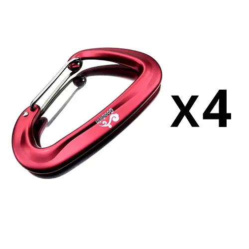 Conjunto de 4 Mosquetões 12KN para Acampamento e Caminhadas - Resistência Pesada para Mochilas