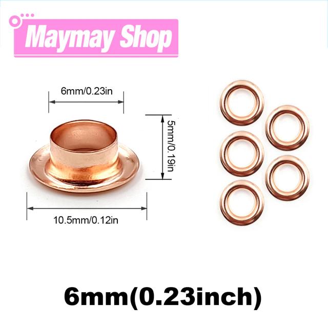 Conjunto de Ilhós de Metal com Arruela para DIY em Couro, 200 Peças de 6mm para Roupas, Sapatos, Cintos e Etiquetas de Bagagem