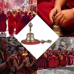 Sino de bronze budista tibetano, sino de mão com preenchimento vajra para meditar yoga, oração e rites budistos tibetanos - Image 6