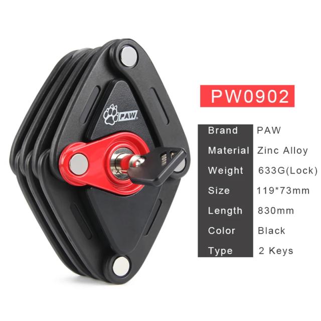 Bloqueio de Bicicleta Dobrável PaW - Cadeado de Cabo Heavy Duty com 2 Chaves para Máxima Segurança e Proteção Antirroubo