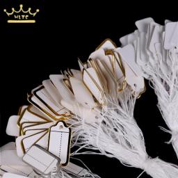 100 pçs/lote preço diy etiqueta retangular gravata corda jóias roupas exibição preço de mercadoria tag cartão prata/ouro/branco - Image 5