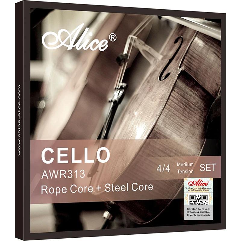Nova alta qualidade alice violoncelo cordas awr313 conjunto de cordas de violoncelo núcleo de aço carbono e corda de aço núcleo ni-cr enrolamento - Image 1