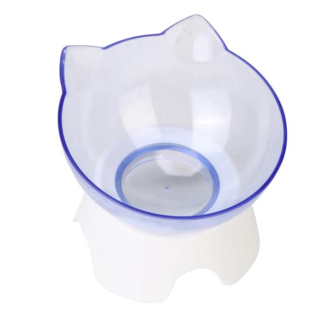 Tigela Antiderrapante Transparente para Gatos e Cães com Base de Suporte para Alimentos e Água