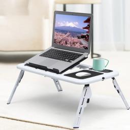 Portátil Dobrável Laptop Desk com Ventilador de Refrigeração, Cama Ajustável, Suporte De Mesa De Computador, Suporte Para Notebook com Mouse Pad - Image 1