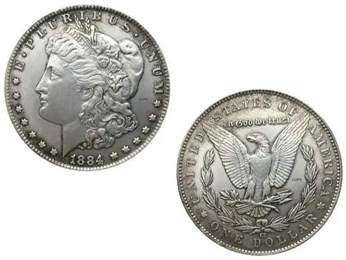 Estados unidos da américa 1884 cc morgan um dólar eua moeda liberdade cupronickel prata chapeado em deus confiamos cópia moeda - Image 1