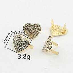 Fecho em metal para sapatos, 2 peças, forma de coração, strass, fivela, prendedor para calçados, hardware, couro, artesanato, acessórios - Image 2