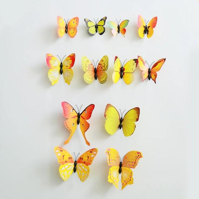Adesivos de Parede 3D Borboletas Brancas com Ímã - Decoração Criativa para Quarto DIY em 12 Peças