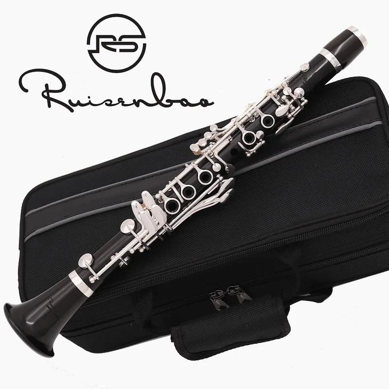 Clarinete profissional de madeira efeito, 18 chaves, clarinete, banhado a prata, e, tom doce - Image 1