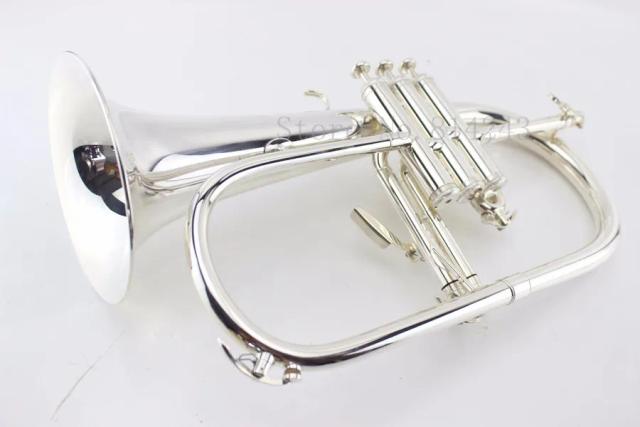 Flugelhorn de Latão Banhado a Prata BB - Trompete de Alta Qualidade com Bocal e Frete Grátis