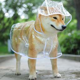Impermeável com capuz transparente para animais de estimação Jaqueta impermeável Roupas de PVC Macio Impermeável Impermeável para Cães Pequenos Poncho de Chuva Puppy - Image 1