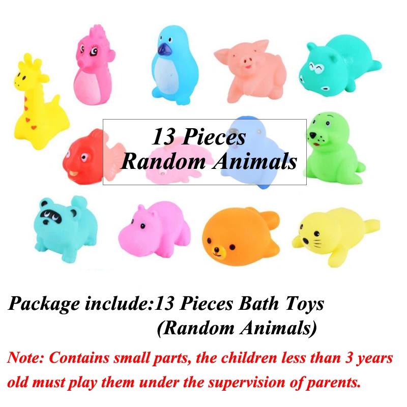 Brinquedos de natação de borracha colorida e macia, 13 pcs, animais bonitos, flutuando, som, brinquedo do banho do bebê, gyh - Image 1
