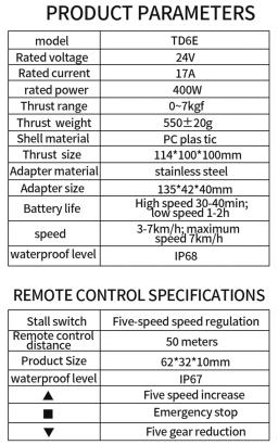 Impermeável Controle Remoto Subaquático Thruster, Kayak SUP Paddle Board, Barco Paddle Board, 24V, 7kg Impulso, 408W, 40A, TD6E - Image 6