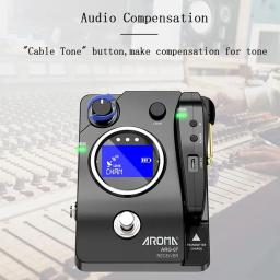 Sistema de guitarra sem fio Aroma, Função Afinador Mudo para Baixo Elétrico, Receptor do Transmissor de Áudio Recarregável, 5.8G - Image 4