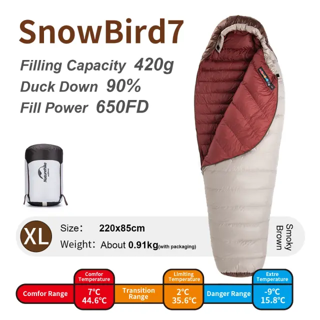Saco de Dormir Ultraleve Naturehike em Pato Down, Múmia, Ideal para Escalada e Atividades ao Ar Livre, Disponível em Vários Tamanhos, Confeccionado em Nylon 20D para Manter o Calor