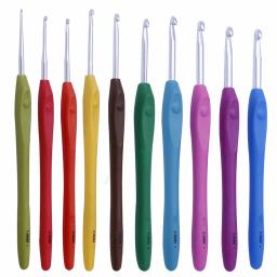 10 tamanhos 1.5mm-6mm crochê gancho ergonômico alças agulhas lisas barbudas agulha para mãos artríticas tricô ferramenta - Image 1