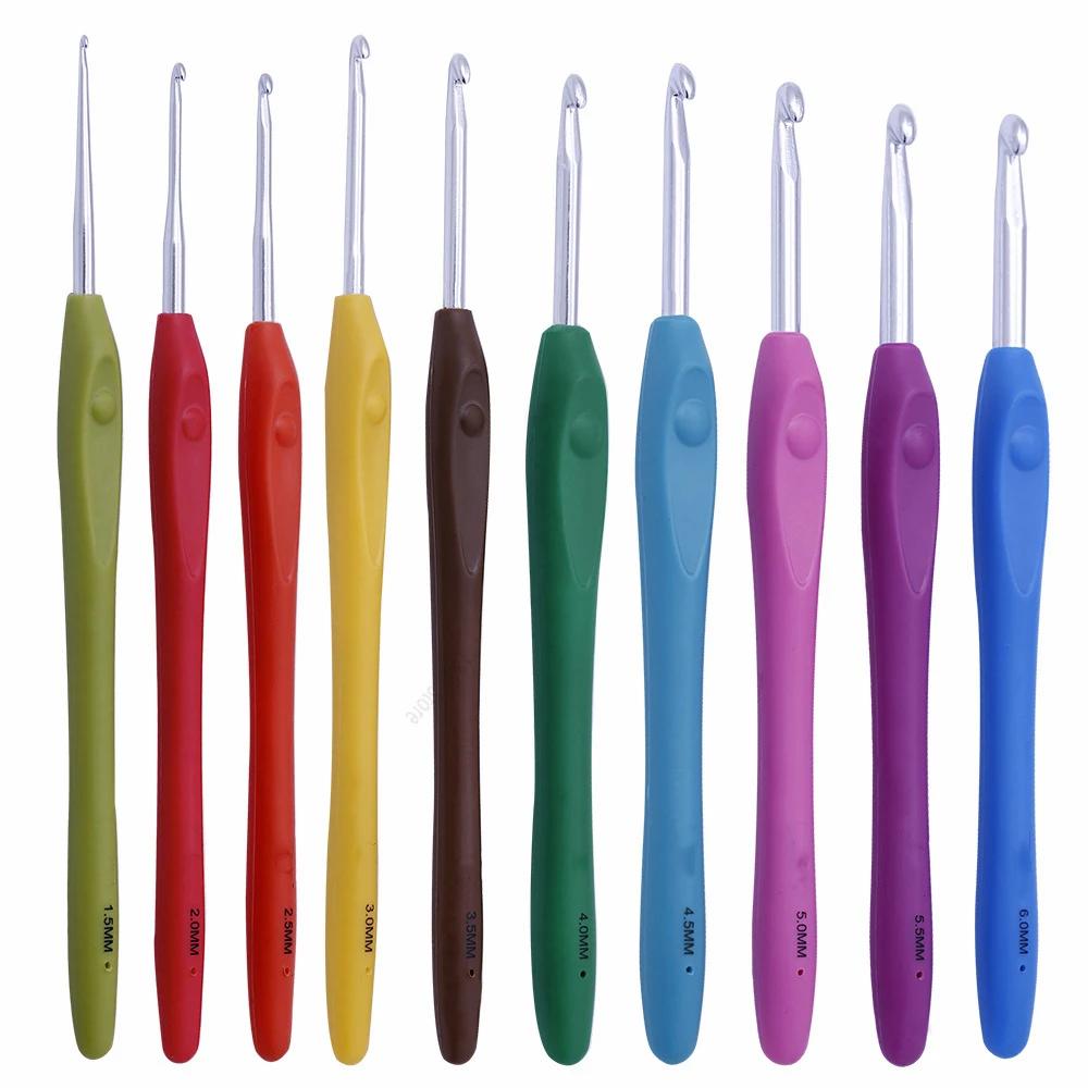 10 tamanhos 1.5mm-6mm crochê gancho ergonômico alças agulhas lisas barbudas agulha para mãos artríticas tricô ferramenta - Image 1