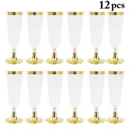 12 pçs de alta qualidade casamento champanhe flauta criativa descartável plástico copo do casamento champanhe vidro bebendo utensílios para festa - Image 1