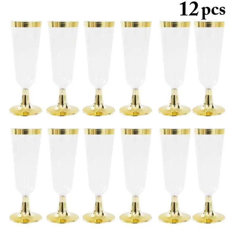 12 pçs de alta qualidade casamento champanhe flauta criativa descartável plástico copo do casamento champanhe vidro bebendo utensílios para festa - Image 1