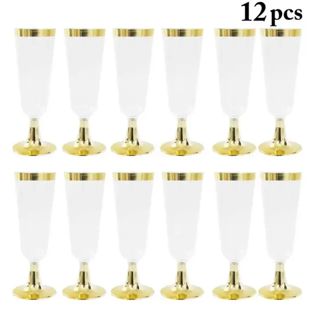 Conjunto de 12 Copos de Champanhe Descartáveis de Plástico para Casamento - Elegância e Praticidade para Sua Festa