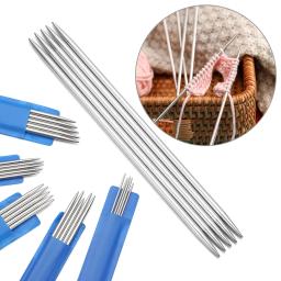 Flrhsjx 5 pçs agulhas de tricô de aço inoxidável 2-4mm 5 tamanhos conjuntos de gancho de crochê duplo apontado artesanato diy tecelagem agulhas de crochê - Image 3