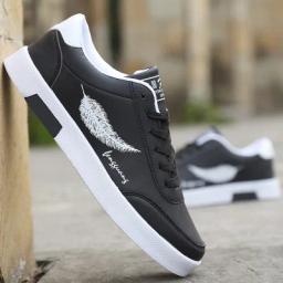 Tênis casual masculino, respirável com pena para área externa, sapatos com estampa de pena, para homens, 2019 - Image 2