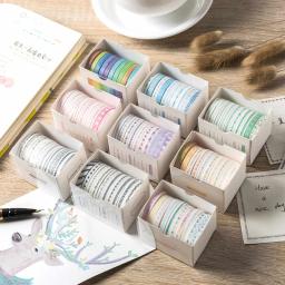 Conjunto de fita decorativa washi para scrapbooking, vintage, geométrico, bonito, para álbum, planejador, diário, conjunto de 10 peças - Image 2