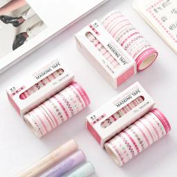 Conjunto de fita adesiva decorativa para journaling, fita fina Washi, fita adesiva colorida, 10 rolos por caixa, 8mm x 3m - Image 4