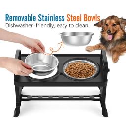 Tigela para cães com altura ajustável e antiderrapante, prato de alimentação para gato, alimentador de água dobrável em aço inoxidável - Image 3
