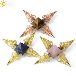Pedras Naturais Pirâmide Decoração, Pêndulo Espiral, Gerador de Energia, Cura Meditação Espiritual Produto, 4 Pontos, G316 - Image 5