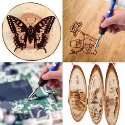 112 pces queima de madeira kit ajustável temperatura 220-480 woodferramenta de queima de madeira 60w pyrography caneta conjunto para gravação escultura de solda - Image 4