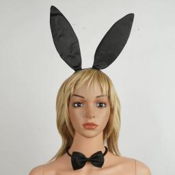 Conjunto de acessórios coelho colar de orelha de coelho laço punhos cauda luvas longas para o dia das bruxas natal cosplay festa traje adereços - Image 6