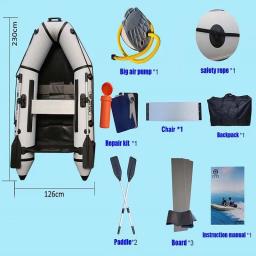 Solar marinho 3 pessoas 2.3m 0.9mm pvc barco de assalto inflável velocidade caiaque canoa com acessórios para pesca ou esportes aquáticos - Image 6