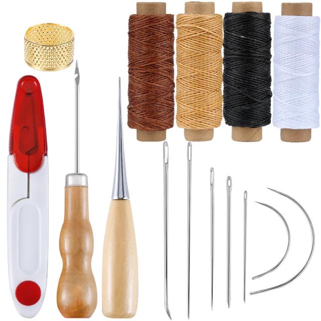 Kit Profissional de Ferramentas de Artesanato em Couro - Costura Manual, Furadores, Escultura e Acessórios DIY