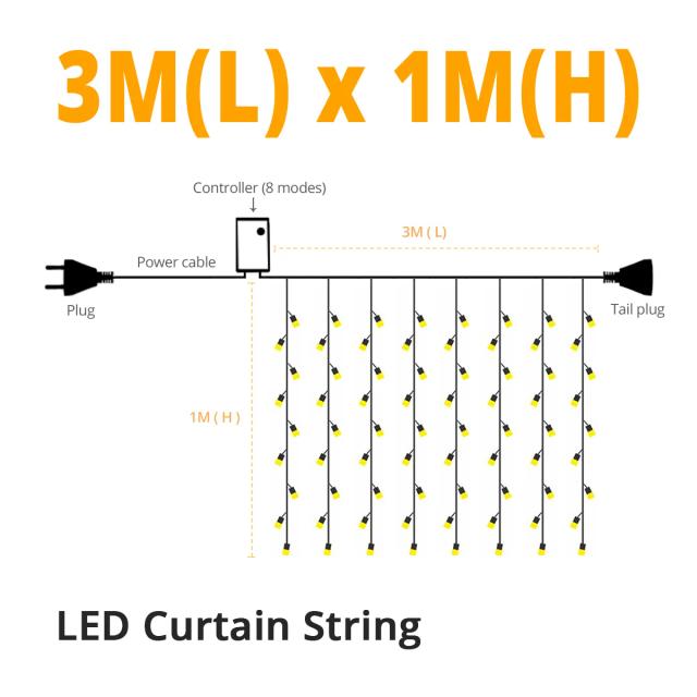 Cortinas de LED Decorativas para Festas, Casamentos e Jardins - Guirlandas de Luzes para Ambientes Externos 110v 220v