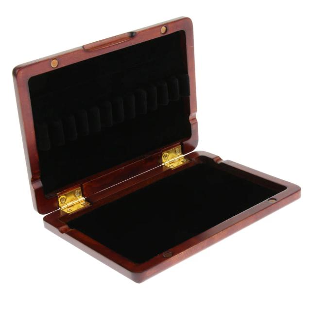 Caixa de Armazenamento Elegante para Instrumentos de Madeira em Árvore Vermelha Escura