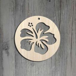 Enfeites de etiquetas de flor hibisco natural cortados a laser diy, decoração de casamento, decoração de festas, joias de madeira, anéis de orelha diy - Image 1