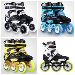 PU Alloy Frame Roller para meninas, patins de velocidade, maratona, corrida de rua, sapatos de corrida, branco, azul, 3x110mm, EU 34, 35, 36, 85A, rolo 3x110mm - Image 2