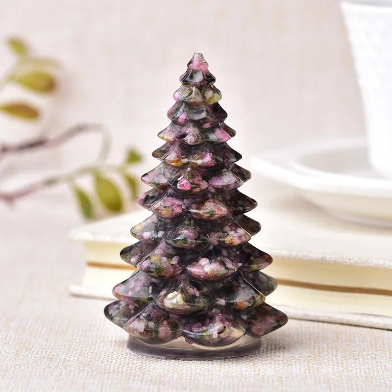 Resina natural pedra preciosa sorte árvore ornamentos artesanais árvores de natal silicone decoração para casa artesanato estatueta presente do feriado - Image 1
